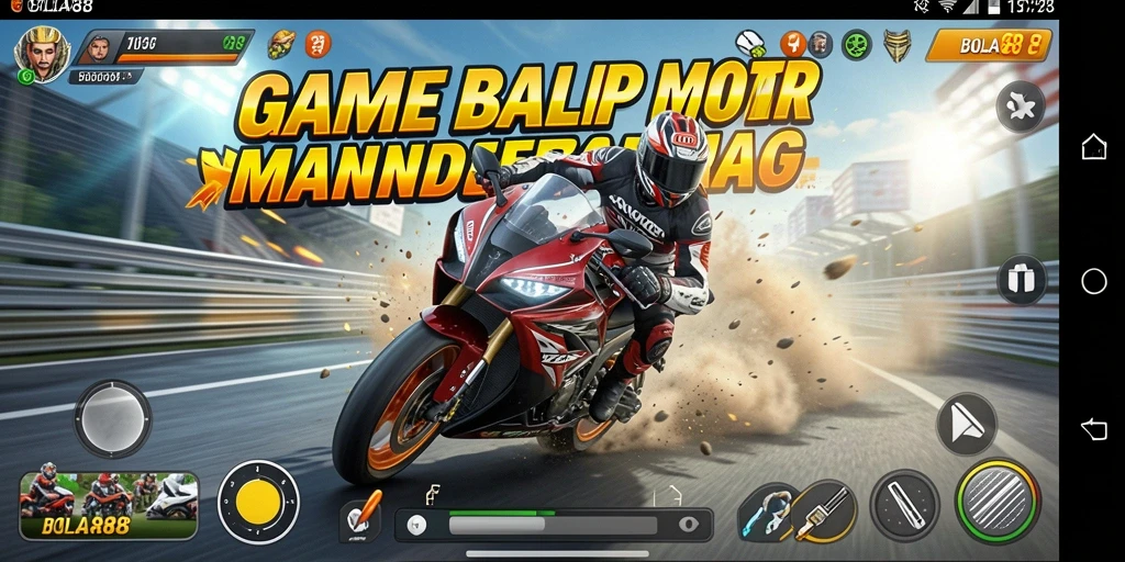 Tampilan gameplay BOLA88 yang menegangkan dan mendebarkan saat balapan.