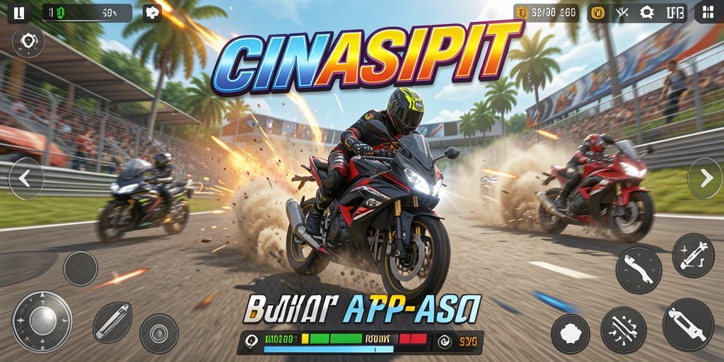 Gameplay mendebarkan dari CINASIPIT saat balapan motor.