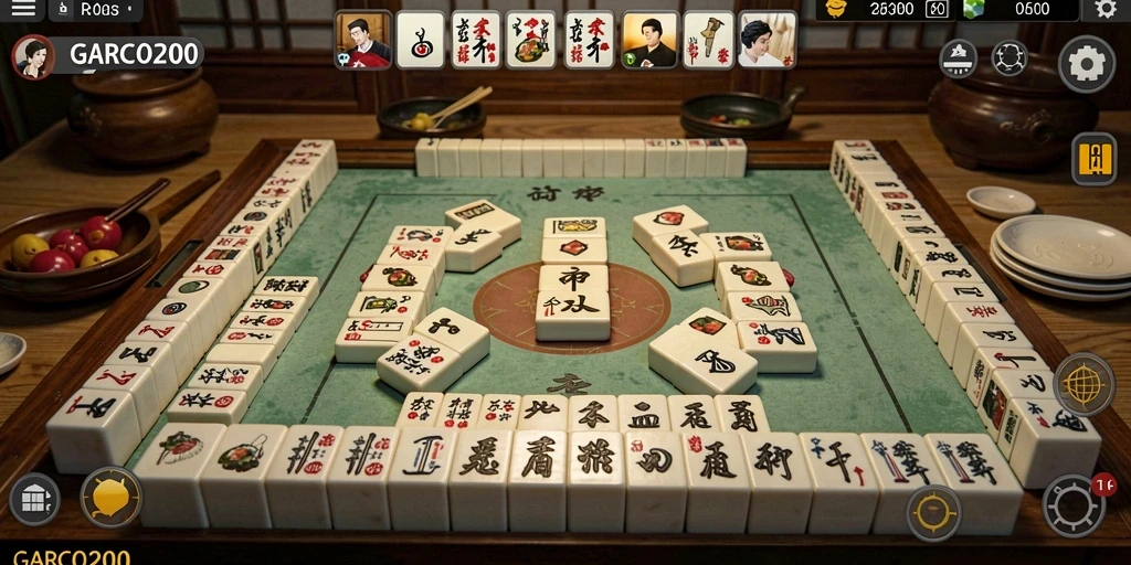 Tampilan gameplay seru GARCO200 dengan aksi mencocokkan ubin Mahjong.