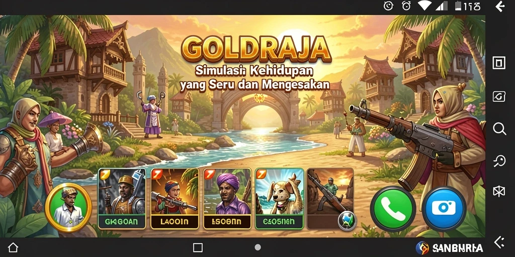 Tampilan gameplay <strong>GOLDRAJA</strong> yang menakjubkan dalam simulasi kehidupan nyata.