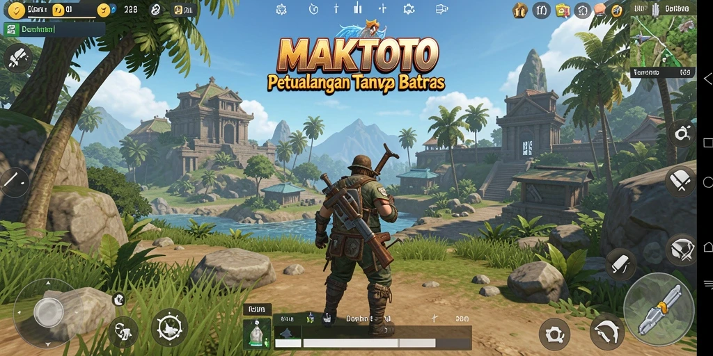 Tampilan gameplay <strong>MAKTOTO</strong> di dunia terbuka yang luas dan menawan.