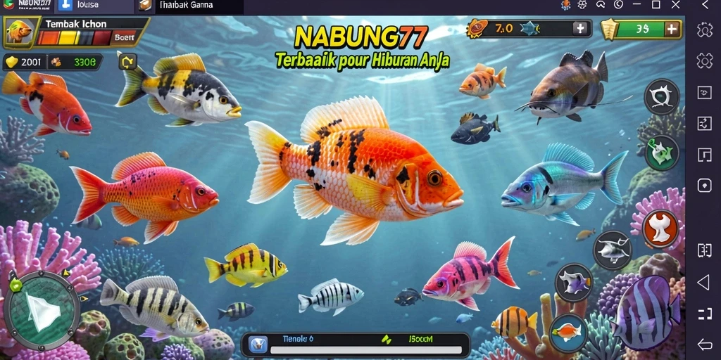 Gameplay seru di NABUNG77, menangkap ikan dengan beragam senjata.