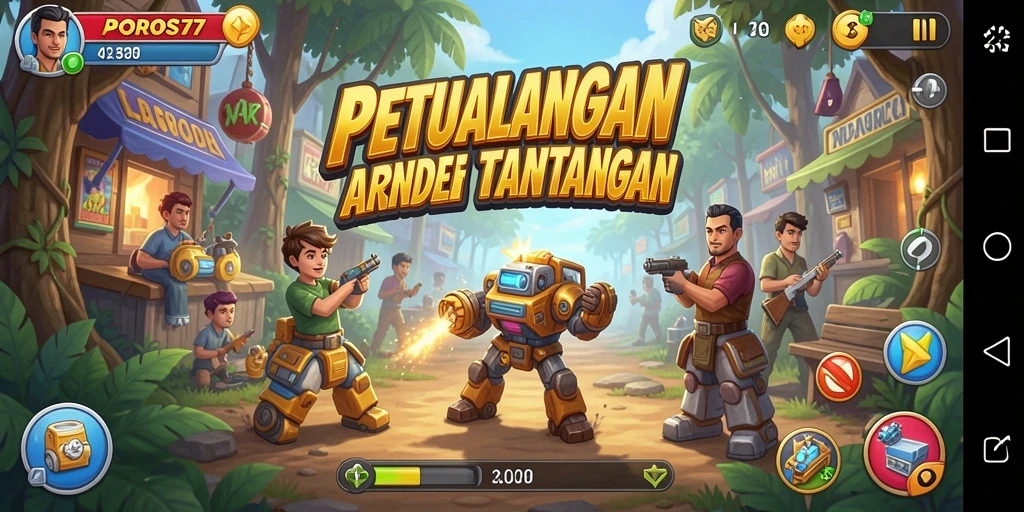 Tampilan gameplay seru dan penuh warna dari POROS77 yang mengasyikkan.