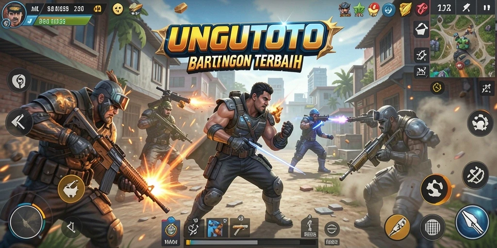 Screenshot gameplay UNGUTOTO menampilkan aksi Battle Royale yang mendebarkan.