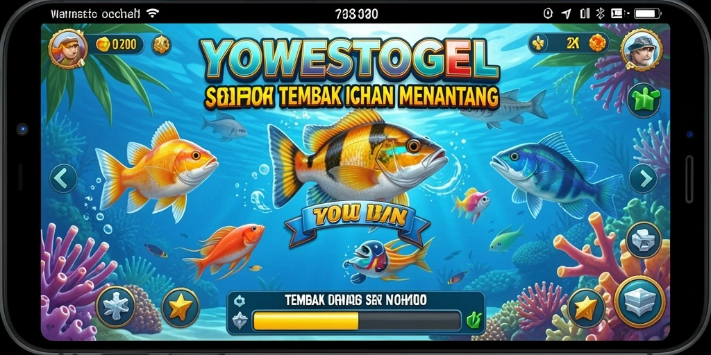 Screenshot gameplay YOWESTOGEL menampilkan aksi seru menembak ikan.